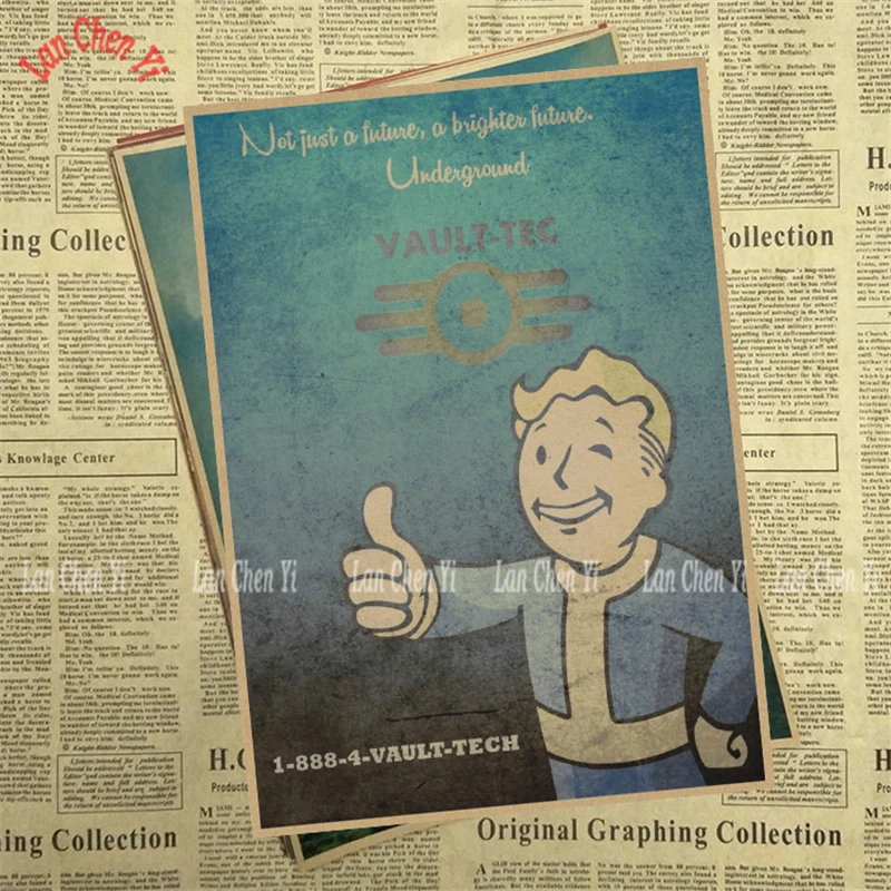 Fallout серии классический фильм крафт-бумага плакат для кафе Креативные обои интерьера - Цвет: Коричневый