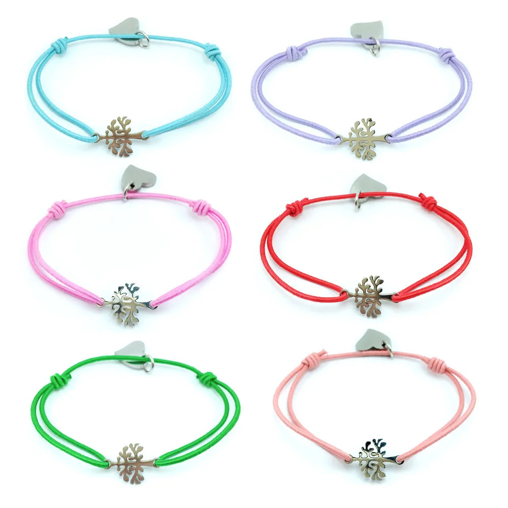 Wish Bracelet Life Tree Stainless Steel Charm Adjustable Cord Lucky