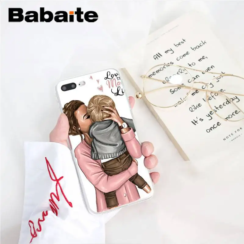 Babaite Модный черный чехол для телефона из ТПУ для мамы и дочки iPhone X XS MAX 6 6s 7 7plus 8 8Plus 5 5S SE XR 11 11pro 11promax - Цвет: A13