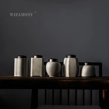 Wizamony для китайского кунг-фу Цзиндэчжэнь чай caddy Канистра черный необожженная глина фарфоровый контейнер для Пуэр Улун хранение чая грудь