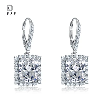

LESF 925 Sterling Silver Earrings for Women 8 ct Square Cubic Zirconia Wedding Earrings Fashion Jewelry Gifts