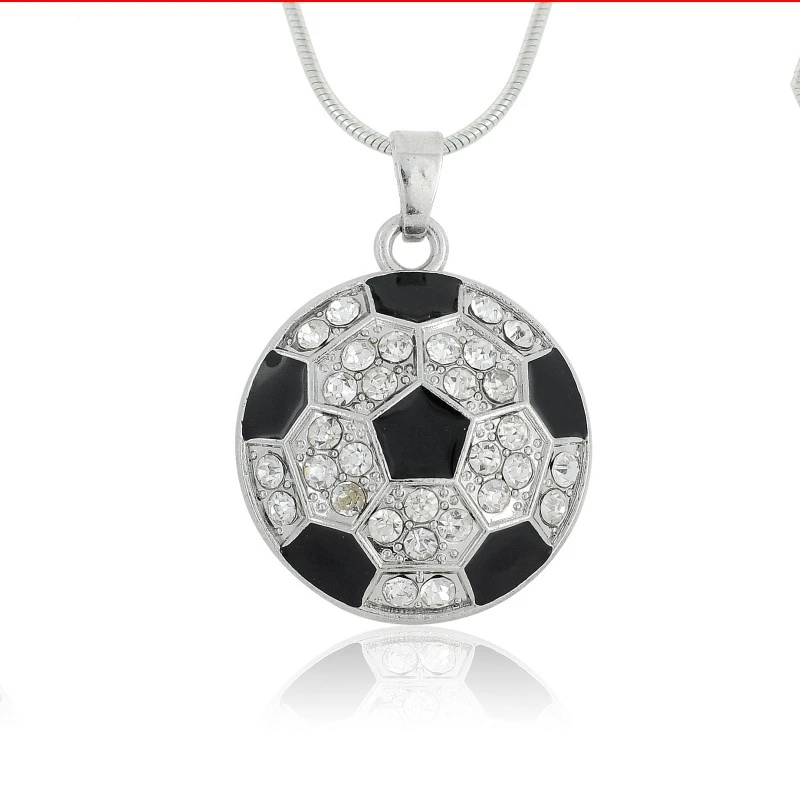 FOOTBALL Youth Necklaces Rhinestone Football Pendant Sports Fashion