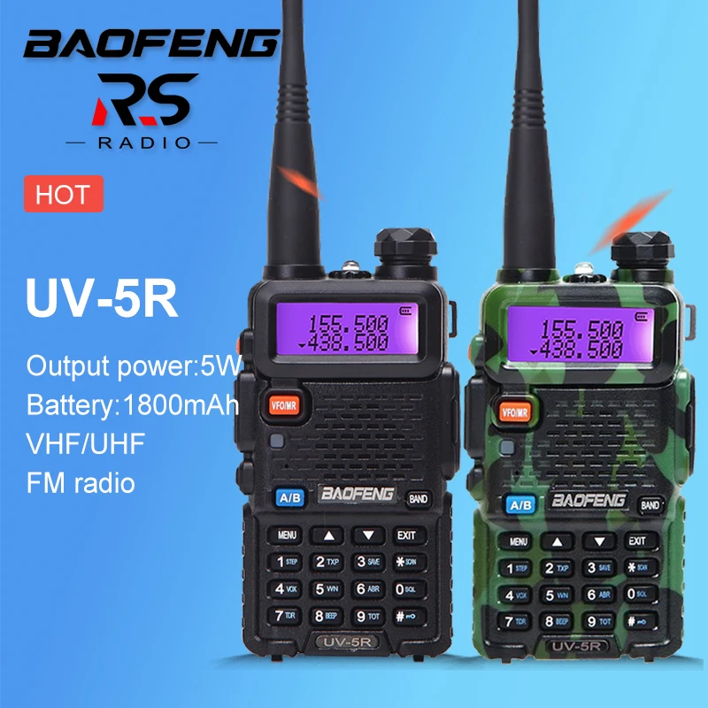 1 шт. BAOFENG UV-5R иди и болтай Walkie Talkie UHF VHF Любительское радио, Си-Би радиосвязь станция высокое Мощность HF Quad Band Мобильный трансивер