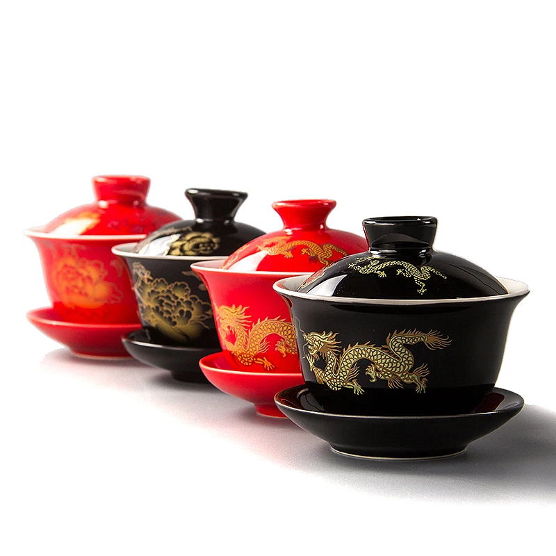

80ML Red Teapot Ceramics Gai Wan Tea China Kungfu Tea Sets Tea Cups Pot Porcelain Wedding banquet Beautiful Kettle Gifts D007