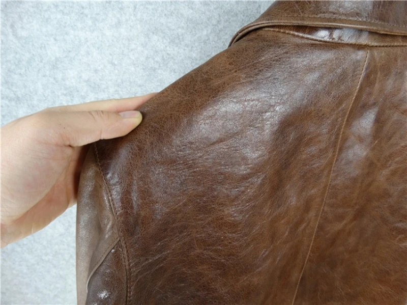 Ретро куртка из натуральной кожи Мужская Роскошная брендовая теплая мотоциклетная куртка на молнии винтажные карманы с длинным рукавом осенне-зимнее пальто Мужская