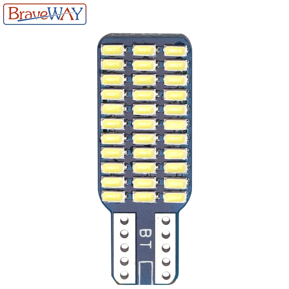 BraveWay T10 192 194 168 W5W светодиодный лампы 33 SMD 3014 автомобильные задние фонари купольная лампа белый DC 12V Canbus без ошибок