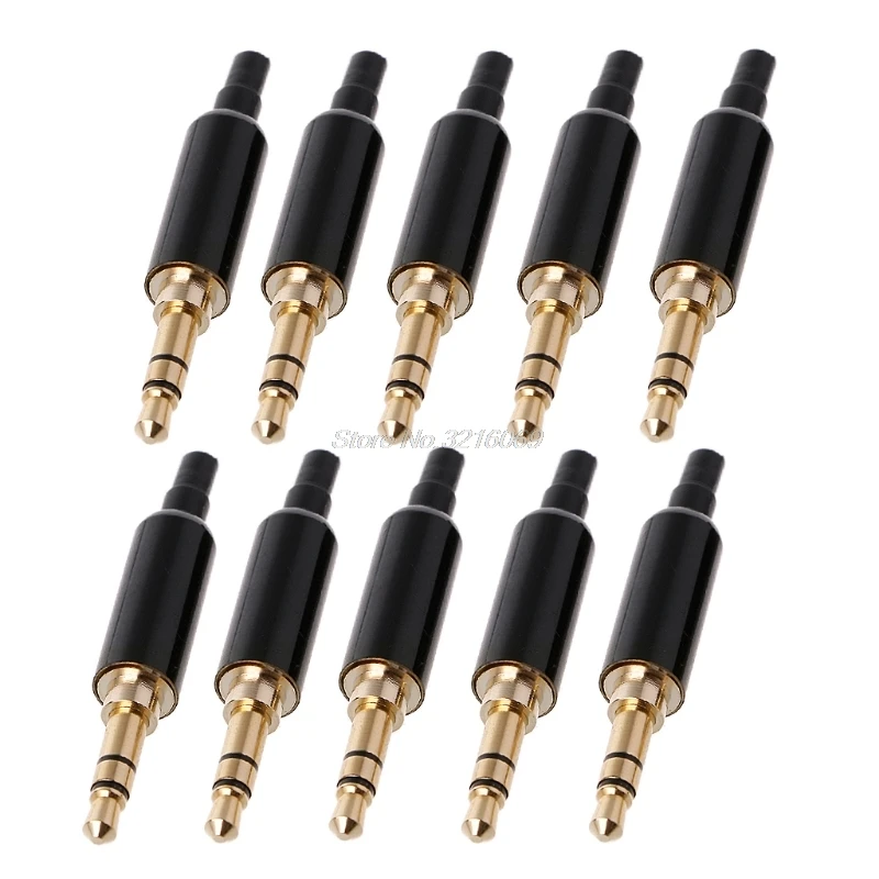 

10pcs 3.5 mm Plug Audio Jack 3 Pole Gold Plated Earphone Adapter Socket for DIY Stereo Headset Earphone Headphone for Repair