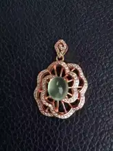 Prehnite natural piedra colgante s925 Natural Colgante de piedras preciosas Collar de moda Elegante de Girasol joyería partido de las mujeres