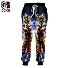 OGKB Harajuku мужчины/Wo мужчины s Забавный принт супер сайян 3d пот брюки Гоку Дракон пот брюки человек Высокая талия Drawstring полный брюки