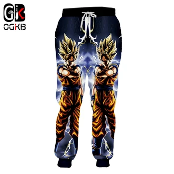

OGKB New Harajuku Men/Womens Funny Print Super Saiyan 3d Sweatpants Goku Dragon Sweat Pants Man High Waist Drawstring Full Pants