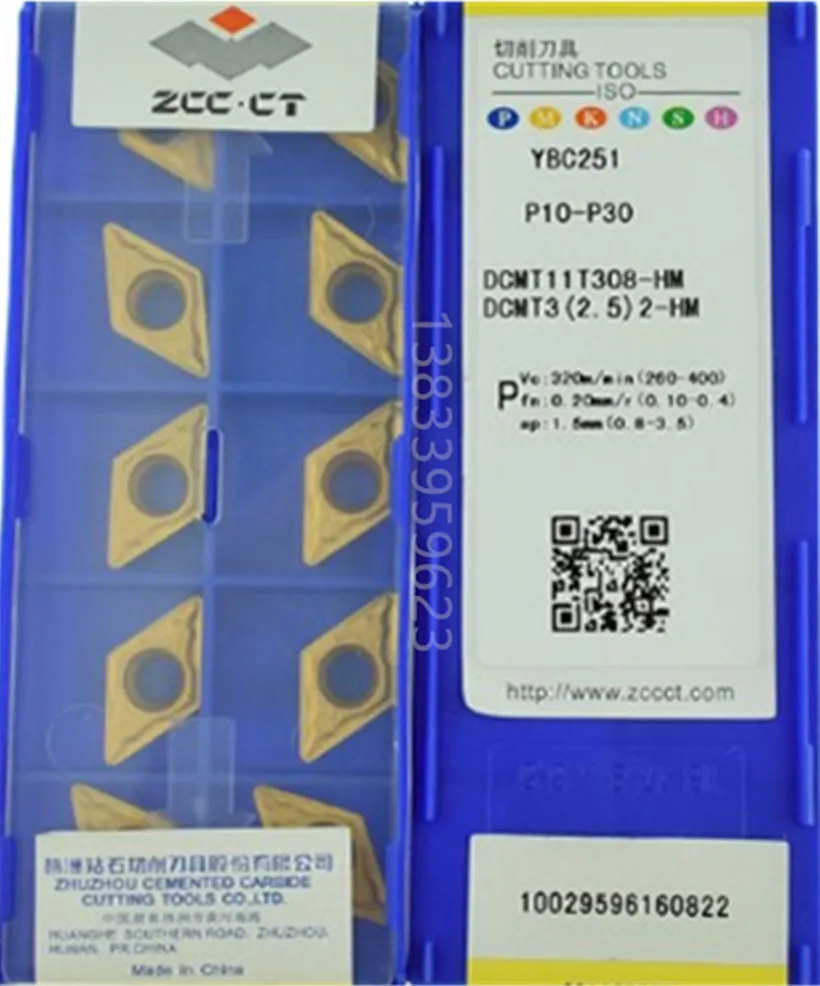 

DCMT11T304-HM DCMT11T308-HM YBC251 10pcs/set ZCC.CT Carbide insert Processing: steel Free shipping