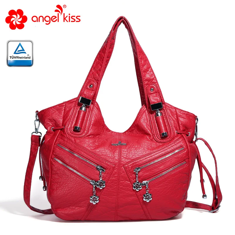 Angels kiss handbags for women 2019 soft solid big capacity casual