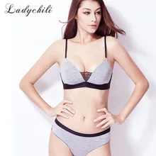 Ladychili, Женский интимный комплект с бюстгальтером, серый цвет, Супер Комфортный бесшовный беспроводной комплект с бюстгальтером и трусиками, комплект с бюстгальтером Lady Secret LingerieN282