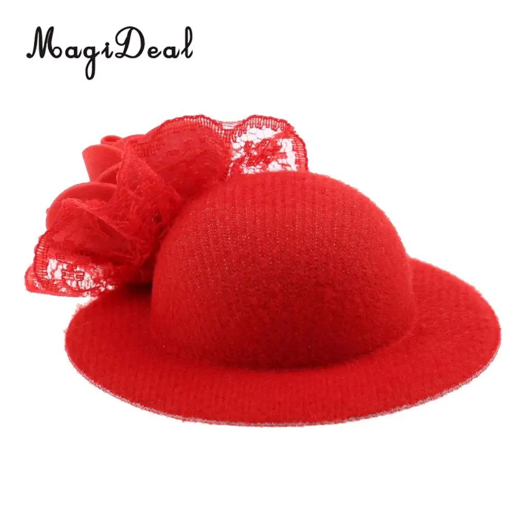 MagiDeal Fashion 1Pc Cloth Vintage Round Bowler Doll Hat Cap for 28-30cm Doll Clothes Accs Dollhouse Decor Children Toy 8Colors