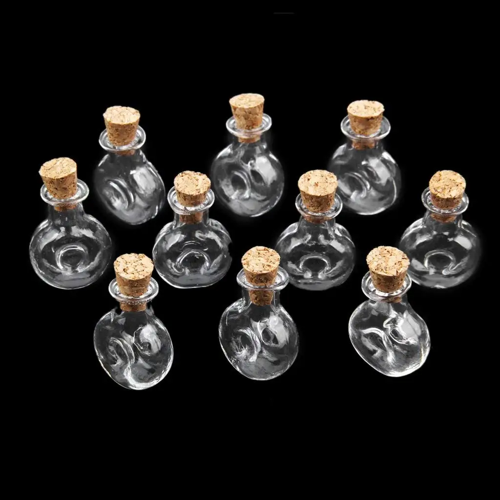 10 шт. мини-бутылочки в форме колбы, многоразовые пробковые стеклянные бутылки, прозрачные мини пробковые флаконы, прозрачные Бутылочки для самостоятельной сборки 1 мл