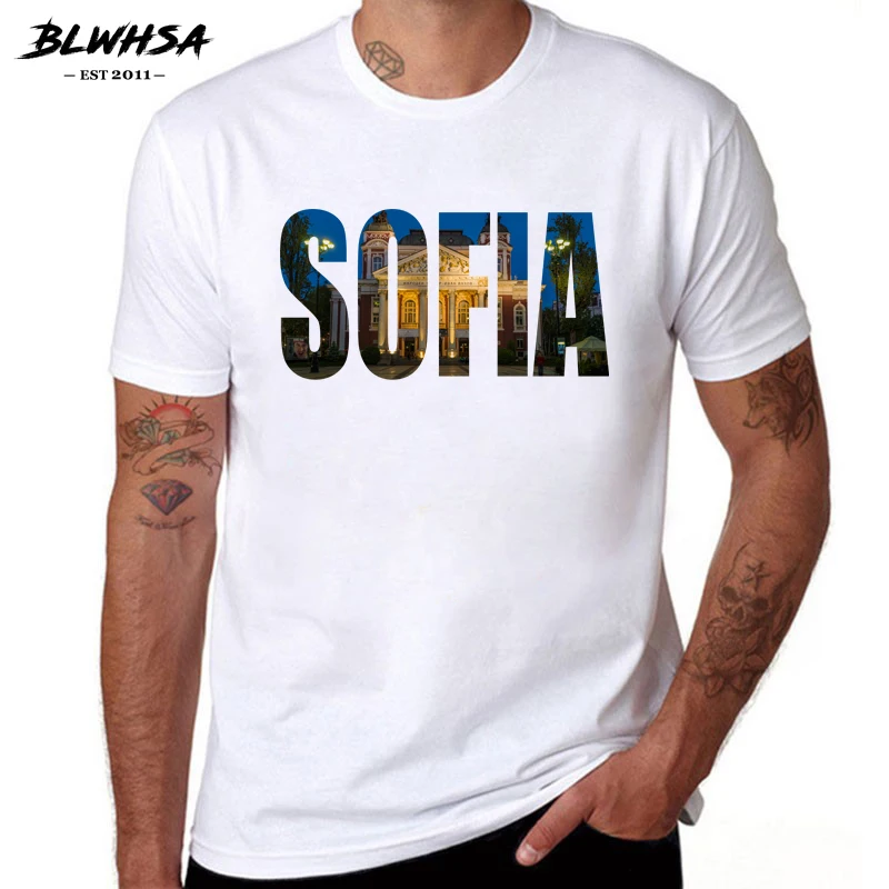 

BLWHSA Sofia City Printing T shirt Men Fashion Short Sleeve Summer T-shirts Funny Bulgaria City Sofia Letter Tops Tees