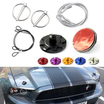 

LumiParty 2PCS Hood Pin Appearance Kit Universal CNC Billet Aluminum Blue Purple Black Hood Pin Appearance Car Accesories