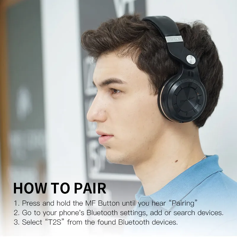 Original Bluedio T2S bluetooth headphones with microphone wireless headset bluetooth for Iphone Samsung Xiaomi headphone