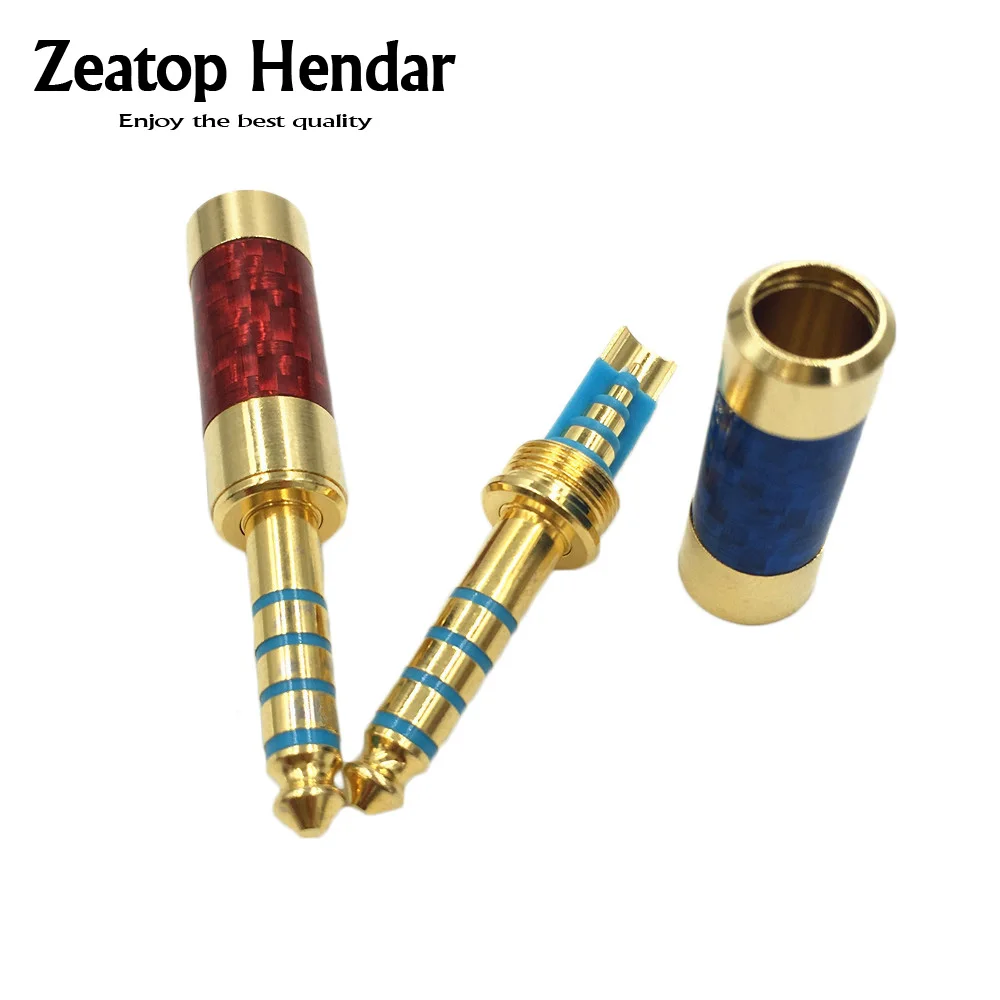 50Pcs New 4.4mm 5 Pole Male Headphone Plug Carbon Fiber Body Audio