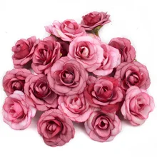 Cabeça de flor de rosa de seda, 50 peças 4cm artificial mini para casamento natal festa decoração diy wreath scrapbook artesanato falso flores