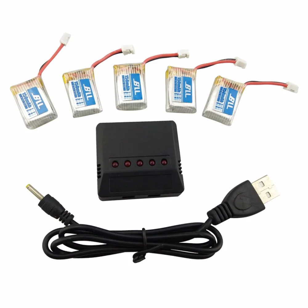 UAV 5PCS 3.7V 150mah lithium battery with 1 charge 5 charger for E010 E011 E013 H36 aircraft accessories