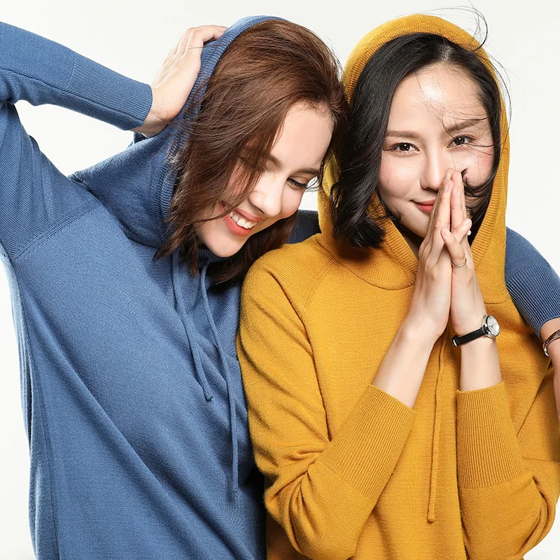 

zocept fashion woman solid hooded sweater female long sleeve korean chic soft jumpers sweater ladies pull femme S-2XL