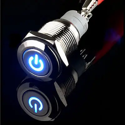 

YOCOMYLY 16mm 24V Blue Power LED Momentary metal push button switch car boat on sales