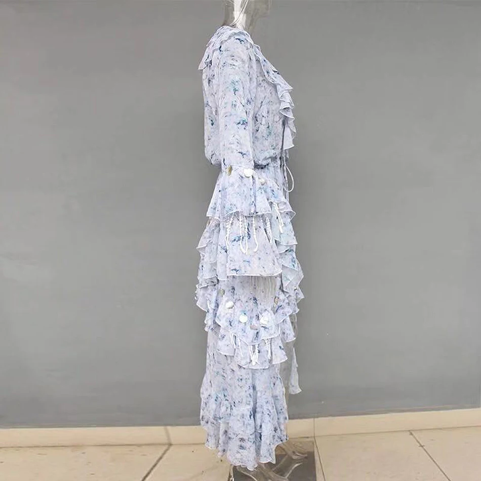 Liser Новинка весны женское платье V образным вырезом оборками сексуальное обтягивающее платье Элегантный Вечеринка белого и синего цвета платья для женщин
