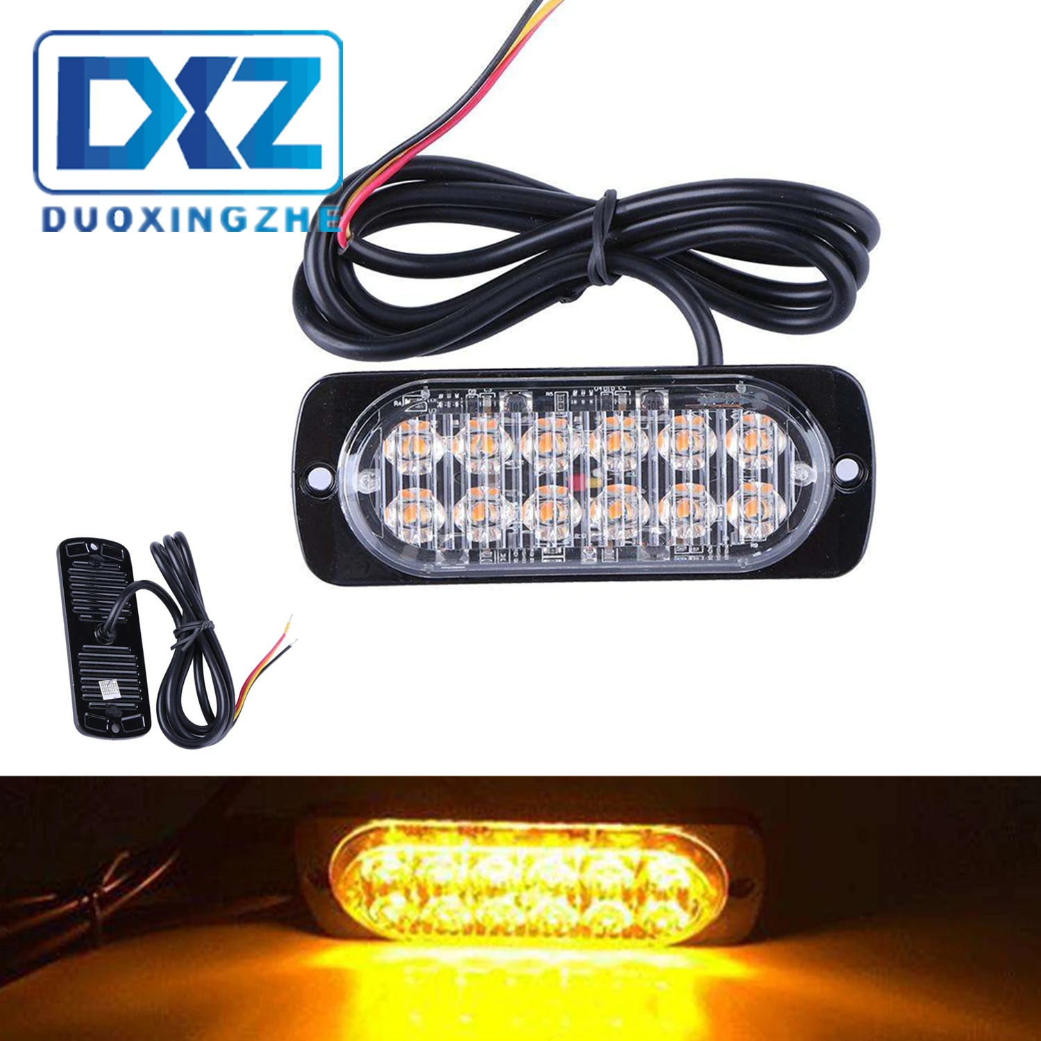 

DXZ Strobe Light Bar 12 LED Flash Emergency Warning Caution Beacon Lamp Red Blue DC12V-24V