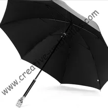 Прямые зонты-трости 10 мм трубка из стеклопластика и 4,0 мм ребра из стекловолокна, ручная открытая, ветрозащитная, голова скелета, ручка в форме черепа