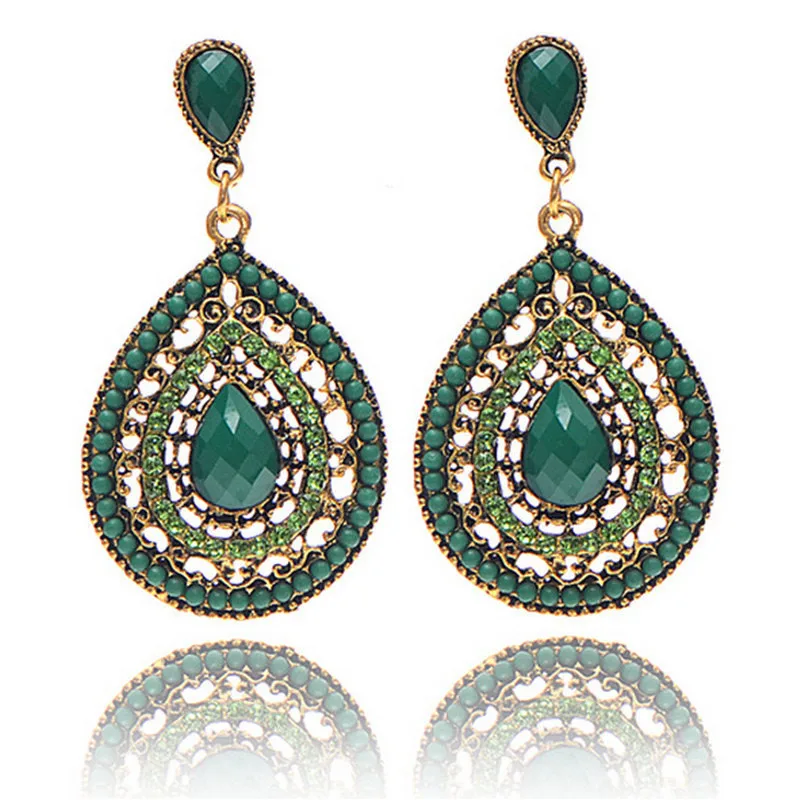 Boho воды Дизайн Кристалл падение серьги для Для женщин Винтаж богемный 6 цветов