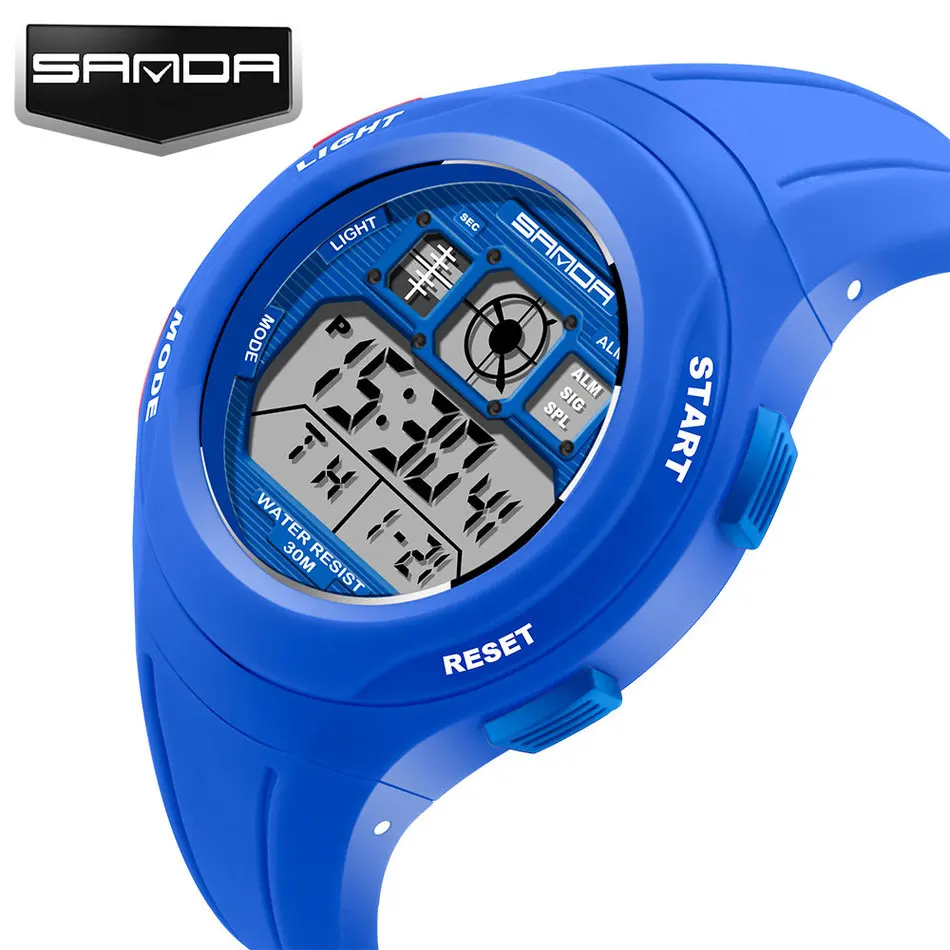 SANDA Топ светодиодный цифровые детские часы для девочек и мальчиков детские спортивные наручные часы электронные часы для девочек и мальчиков сюрприз Gif - Цвет: Dark Blue