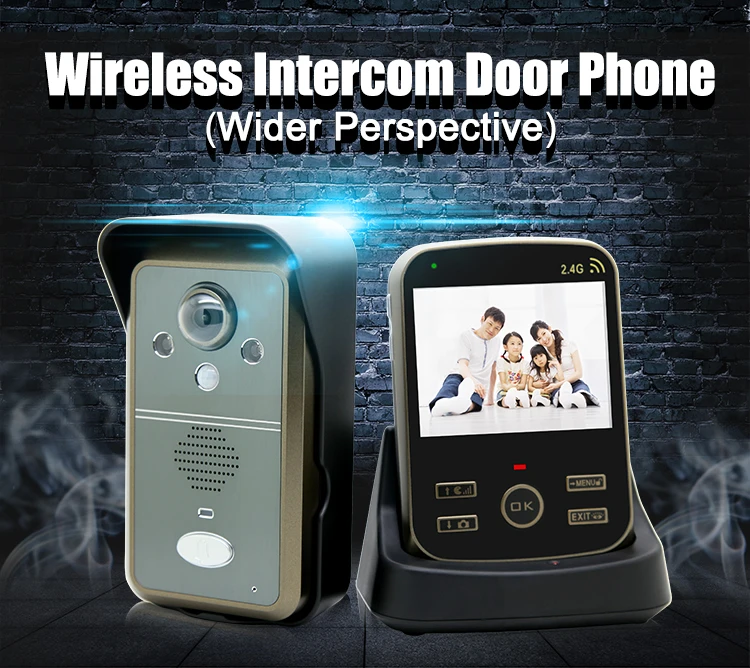 

2.4G Wireless video door phone intercom system doorbell 1 camera with 1 monitors Motion Sensor Angle adjustable Outdoor camera
