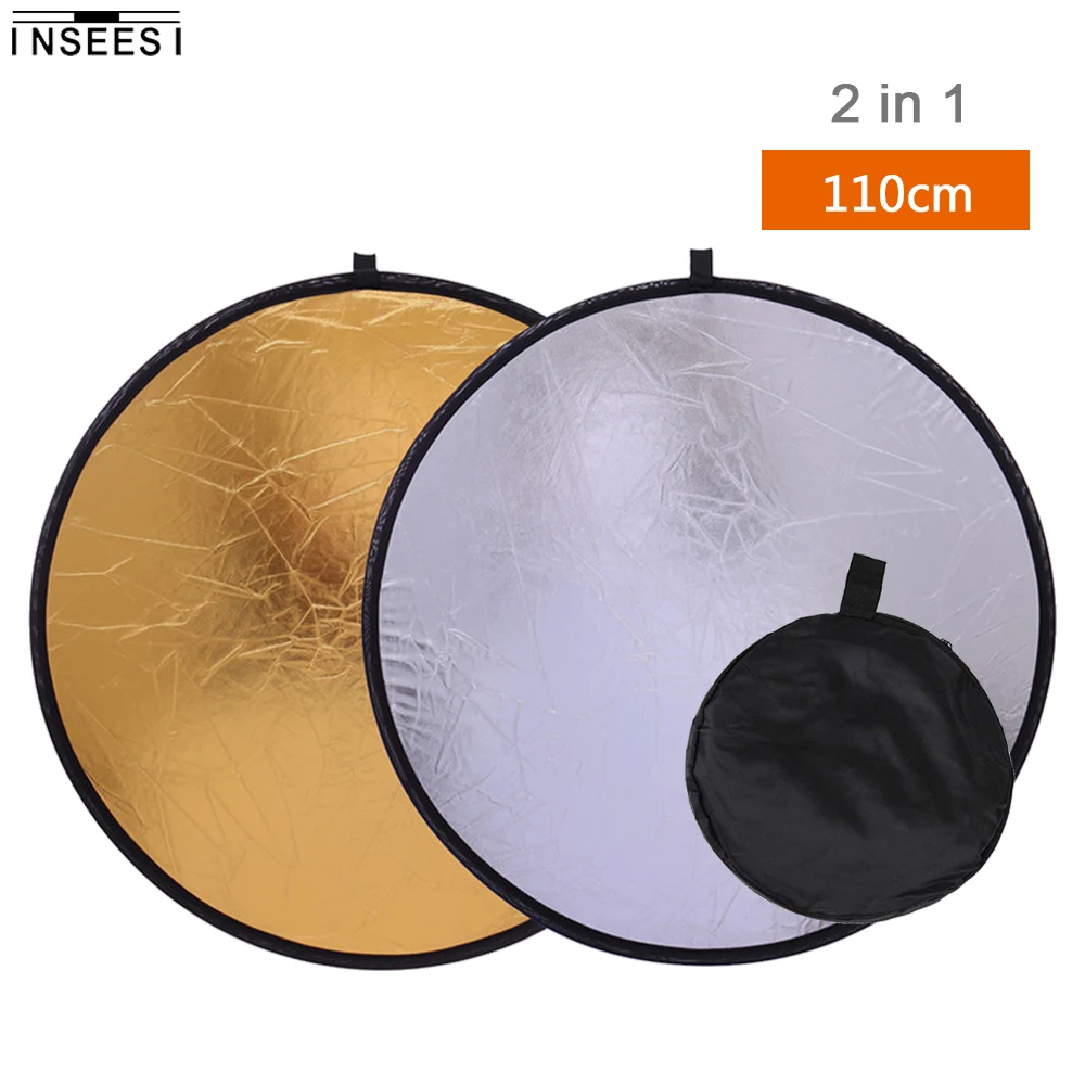 

2in1 110CM Gold and Silver Portable Collapsible Photography Reflector Board Light Diffuser for Studio Photography Reflector