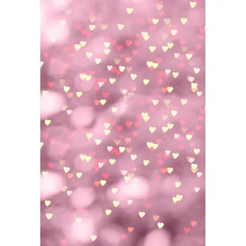 

Vinyl Photography Background Pink Lights Bright Hearts Computed Printed Love Backdrops for Photo Studio F-3084