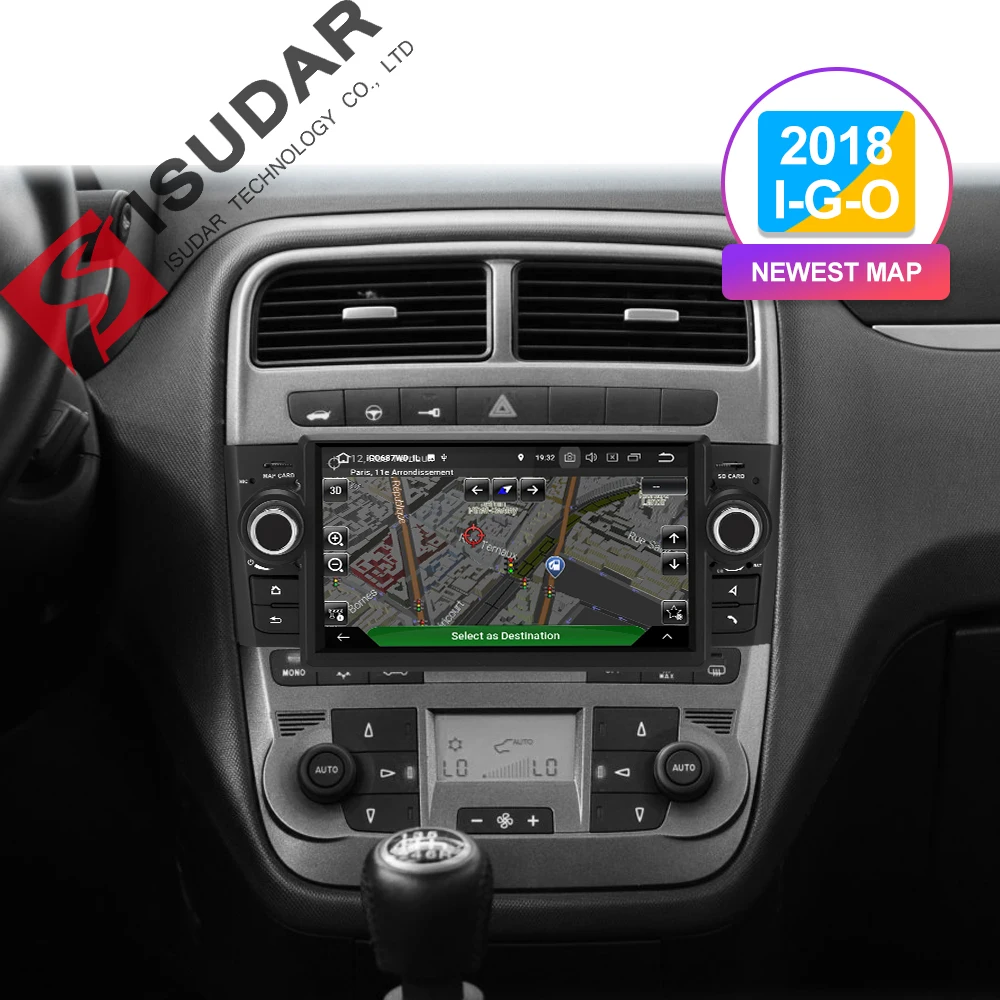 Discount Isudar Car Multimedia player GPS Android 9 Car Radio 1 Din DVD Automotivo For Fiat/Grande/Punto/Linea 2007-2012 Radio FM DSP 1