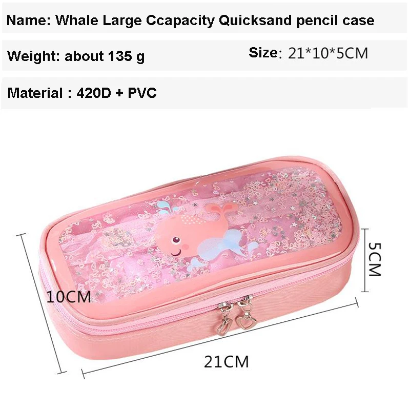 Kawaii Pencil Case Cartoon Anime Whale Stretch Double zipper Large Capacity Pencil Box Cute Pencilcase Kids School Stationery
