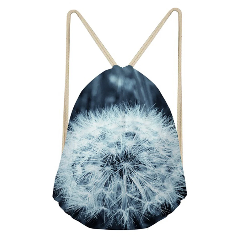ThiKin 2019 Dandelion Print Sack String Backpack Youth Girl Small Mochila Drawstring Bag Woman Shopping Shoulder
