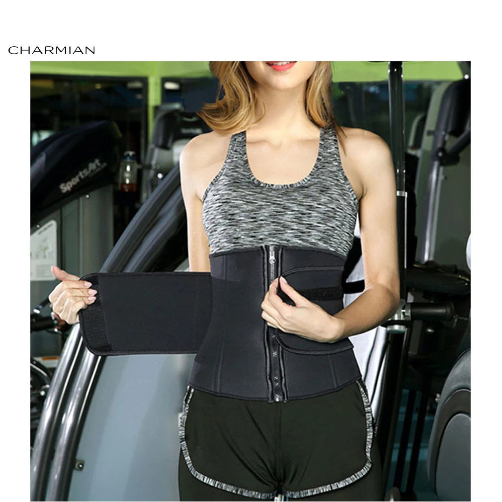 

Charmian Unisex Black Neoprene Sports Waist Trimmer Workout Enhancer Body Shaper Belt
