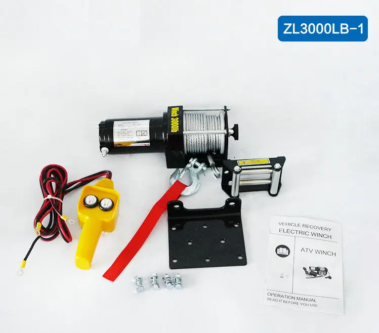 

12V ATV Motor 3000lbs Electric Winch Wire Rope Recovery Winch Traction Cable Traction Kit Outdoor Rough Terrain Crane