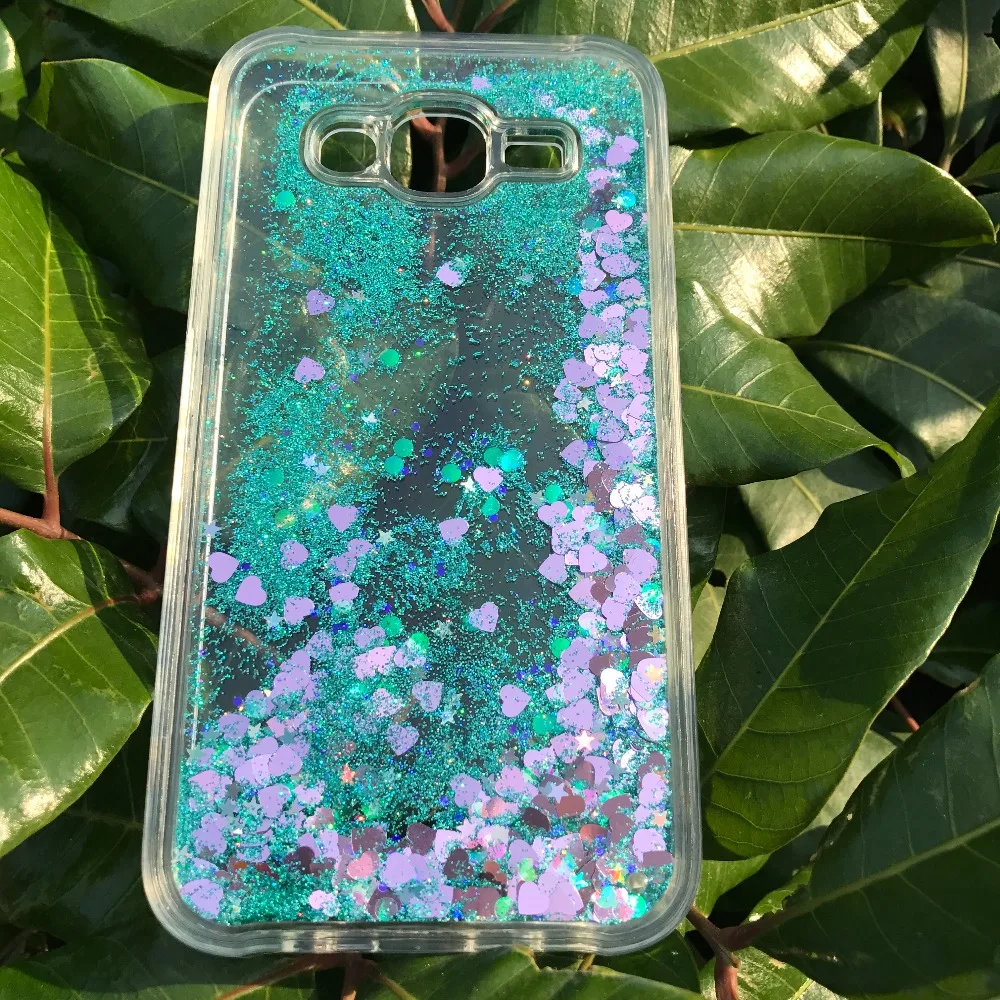 For Samsung J3 2015 Water Cases Liquid Heart Stars Glitter Dynamic Quicksand Soft Phone Case Cover for J300 Coques Funda |