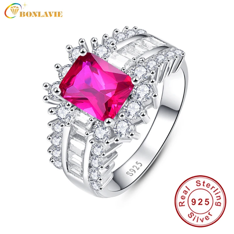 BONLAVIE 3.05ct рубиновое кольцо 925 Серебряные кольца 100% чистое Стерлинговое Серебро