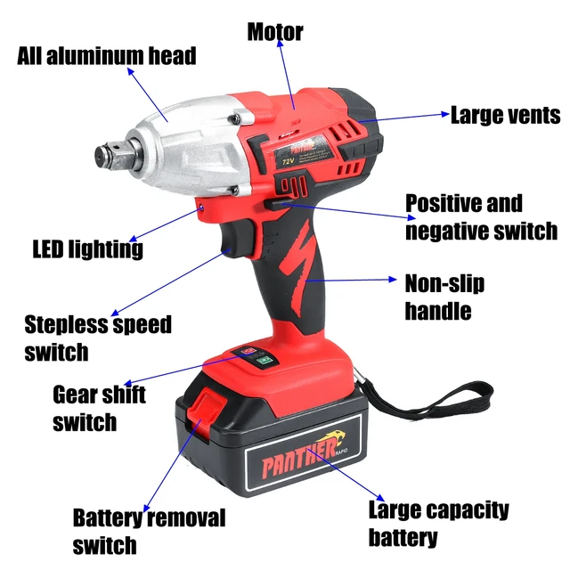 25V 8800Ah Li-ion Electric Impact Wrench 320Nm High Torque Impact Wrench Cordless 1/2 Batteries 1 Charger Power Tool