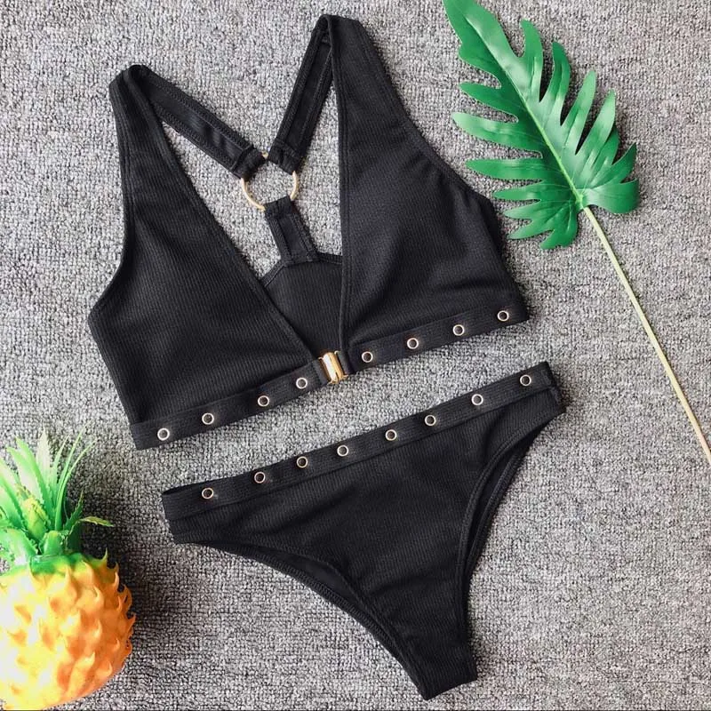 

Women's Swimming Suit Women Bathing Suit Swimsuits Bikinis 2019 Push Up Padded Swimsuit Button Bikini Set Sexy Beach Swimwear