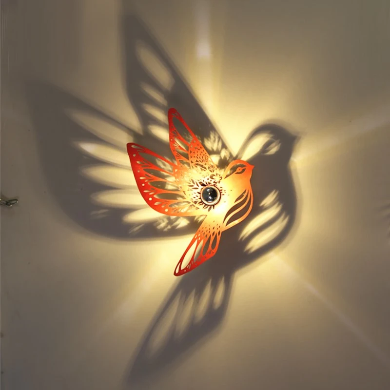 

creative bird lamp modern wall sconce restaurant corridor aisle led wall lights balcony Hollow wooden wall lights bathroom light