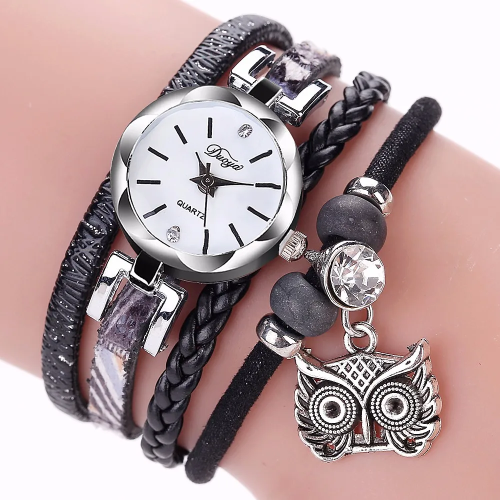 Женские кварцевые наручные часы Montre Femme кожаные часы-браслет с намоткой женские