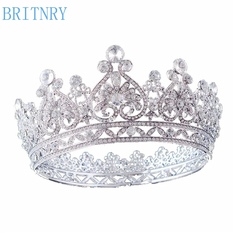 

BRITNRY Gorgeous Sparkling Silver Plated Crystal Big Wedding Crown Headband Bridal Tiara Party Show Pageant Hair Accessories