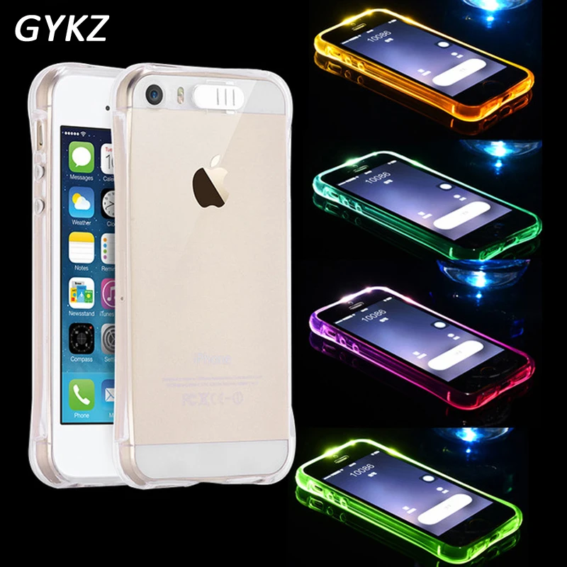 

GYKZ Drop Resistance LED Flash Luminous Calls Cases For iphone X 6 6s 7 Plus Back Cover Case For iphone 8 7 Plus 5s SE Fundas