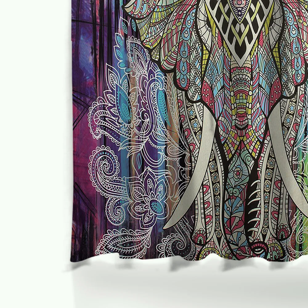 Miracille индийский цветной слон напечатанный Водонепроницаемый полиэстер занавеска для душа коралловый бархат Противоскользящий коврик для ванной набор с 12 крючками