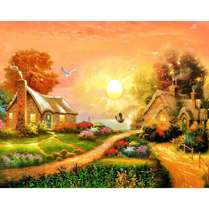 5D Diamond Painting Scenery Sunrise Kits For Embroidery Diamond Mosaic Beadwork Crochet Inlaid 